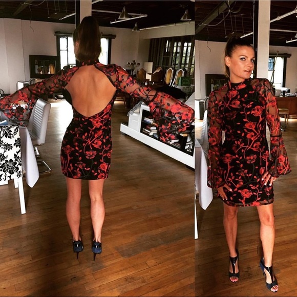 Missguided embroidered floral, backless party dress - Picture 4 of 4